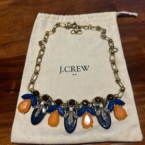 J. Crew necklace.. EUC.. navy, creamsicle, brownish accent stones